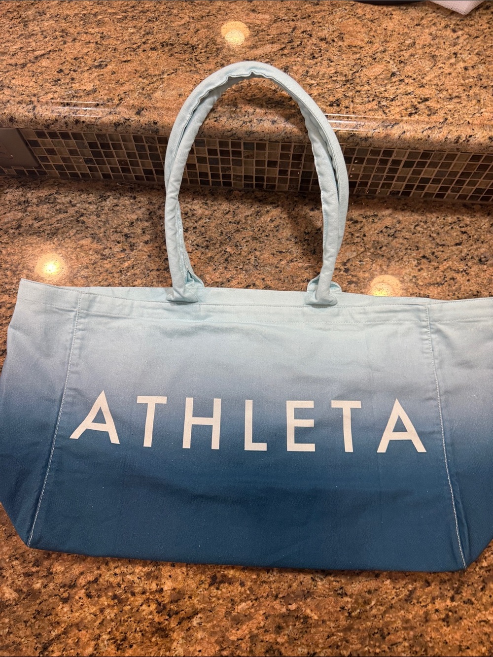 Athleta Light-to-Dark Blue Ombre Canvas Tote